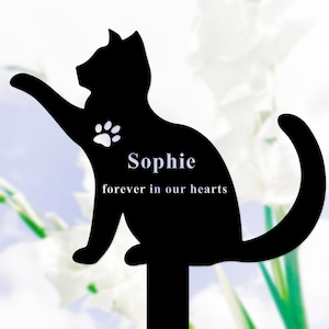 Custom Cat Memorial Stake, Metal Cat Garden Stake, Personalized Cat Name Stake, Cat Grave Marker, Cat Yard Sign, Cat Loss Gift Garden Decor