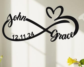 Custom Metal Infinity Sign, Personalized Wedding Gift for Couple, Couple Names Sign,Wedding Date Sign,Metal Engagement Sign,Anniversary Gift