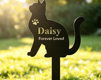Custom Cat Memorial Stake: Personalized Metal Cat Grave Marker, Pet Cemetery Sign, Cats Lover Gift