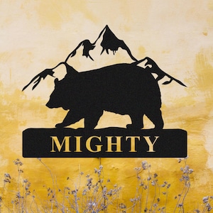 Personalized Wilderness Bear Cabin Sign, Custom Metal Bear Sign, Bear Metal Wall Art, Metal Mountain Decor, Hunter Sign, Outdoor Bear Decor