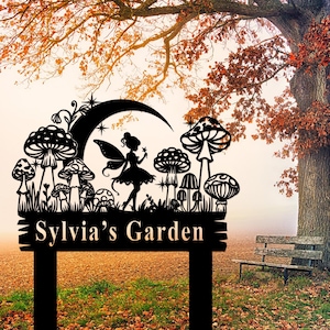 Custom Fairy Garden Sign, Personalized Metal Garden Stake, Fairy Garden Art, Flower Beds Decor, Outdoor Garden Yard Decor, Fairy Yard Sign