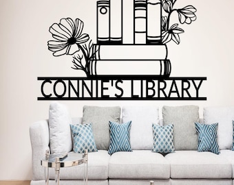 Personalized Books Metal Sign, Custom Library Sign, Book Metal Wall Art, Bookshelf Sign, Reading Corner Decor, Bookworm Sign, Library Decor