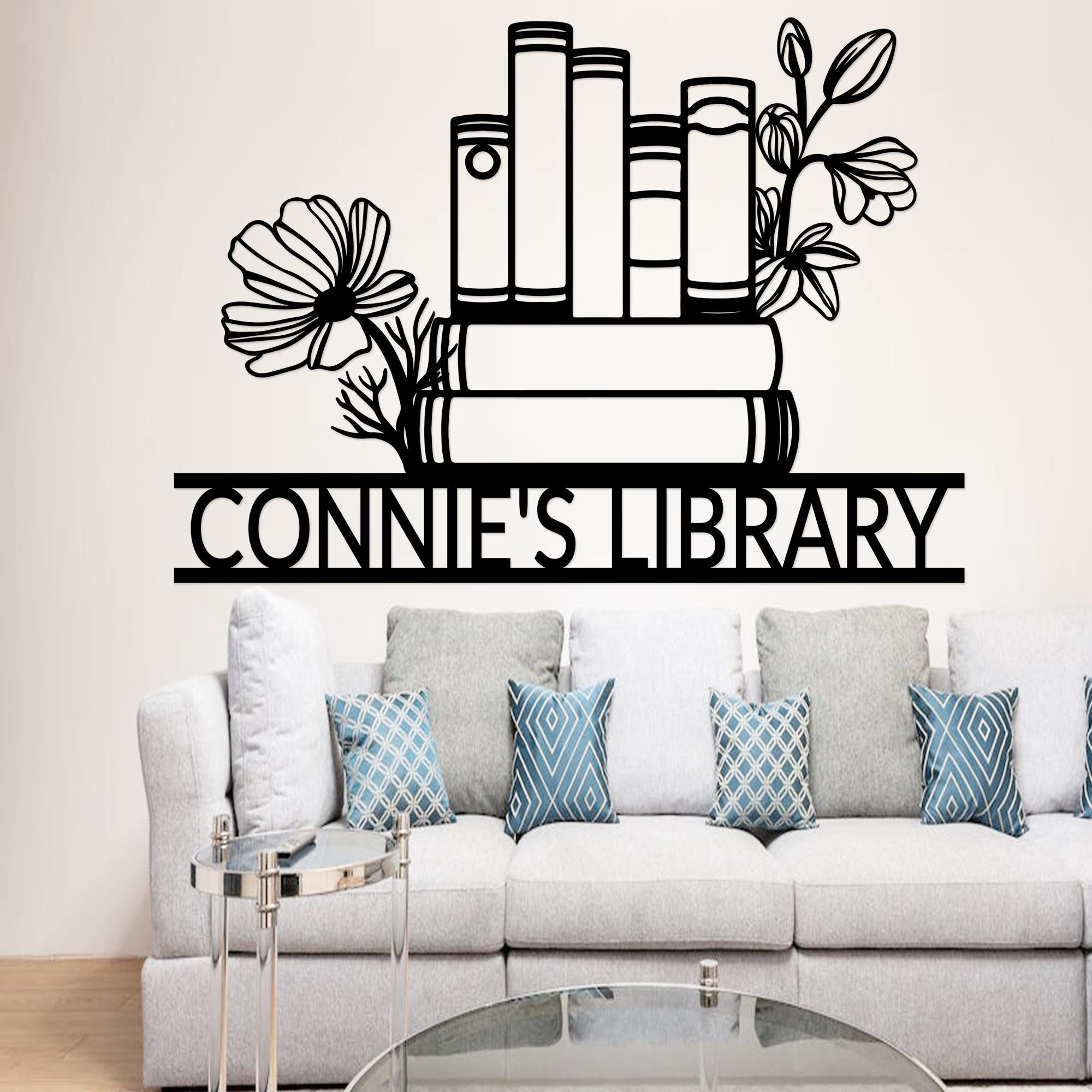 Personalized Books Metal Sign, Custom Library Sign, Book Metal Wall Art ...
