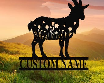 Personalisiertes Ziegen Farm Zeichen, Benutzerdefinierte Metall Ziege Zeichen, Bauernhaus Metall Zeichen, Ziege Metall Wand Kunst, Ziege Outdoor Dekor, Metall Ranch / Scheune Zeichen