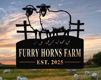 Custom Goat Farm Sign, Personalized Metal Goat Sign, Goat Metal Wall Art, Farmhouse Wall Decor, Outdoor Goat Name Sign, Ranch/Barn Sign