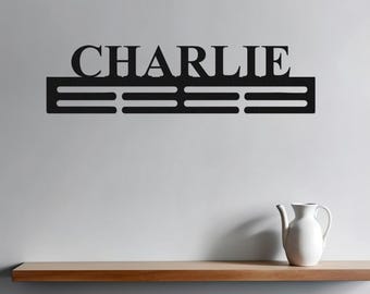 Personalized Name Medal Hanger,Custom Metal Medal Holder,Metal Awards Rack,Custom Name Sign,Sports Wall Decor,8 Rungs for Medals & Ribbons