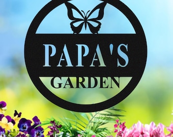 Personalized Garden Name Sign,Custom Metal Wall Art,Metal Garden Sign,Butterfly Garden Decor,Metal Yard Art,Yard Sign,Gift for Gardener