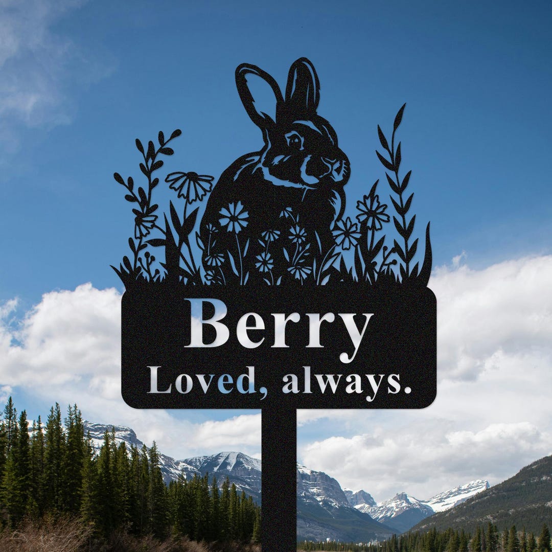 Personalized Bunny Metal Sign, Custom Rabbit Garden Stake, Bunny Garden ...