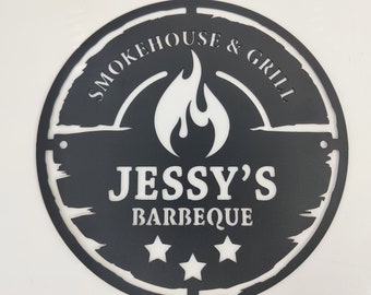 Letrero metálico personalizado para barbacoa: Letrero personalizado para parrilla, decoración para ahumador, regalo para papá amante de la parrilla.
