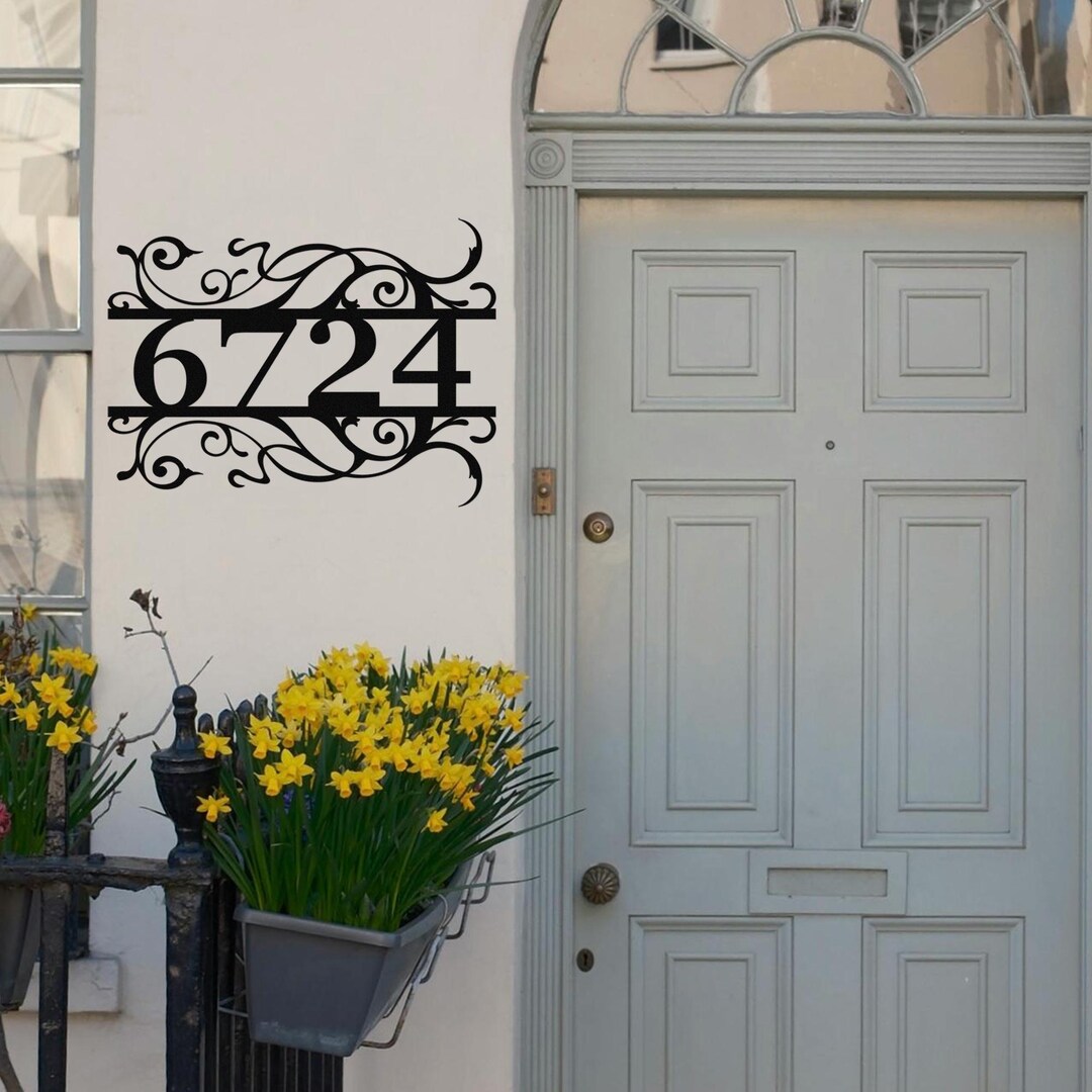 Address Number Design Personalized Metal Modern House Number Sign, Custom Modern Address Sign ...