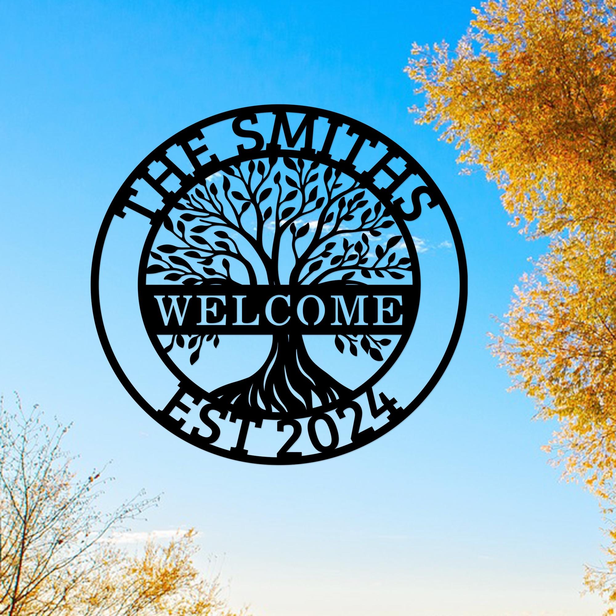 Custom Welcome Family Tree of Life Name Sign, Personalized Welcome Sign ...