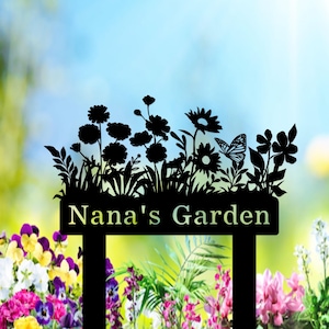 Letrero de jardín personalizado con estaca, diseño floral, nombre del jardinero, metal para mamá, decoración de porche imagen 6