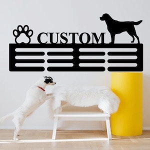 Personalized  Dog Medal Hanger, Dog Medal Display Holder, Custom Name Medal Display Rack, 12 Rungs for Medals & Ribbons, Dog Award Display
