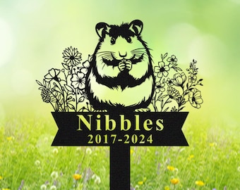 Gepersonaliseerde herdenkingspaal voor hamster, aangepast bord voor hamstertuin, metalen paal voor hamsterwerf, markering huisdier, gedenkplaat met inzet