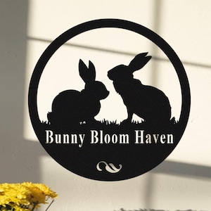 Custom Rabbit Metal Sign, Bunny Garden Sign, Personalized Rabbit Name Sign, Bunny Cage Decor, Rabbit House Sign, Rabbit Owner Gift