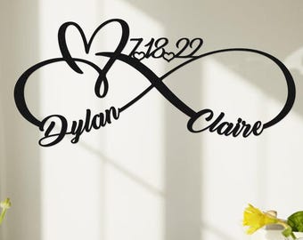 Custom Metal Infinity Sign, Personalized Couple Names Sign, Wedding Date Sign, Infinity Wall Art, Metal Engagement Sign, Anniversary Gift