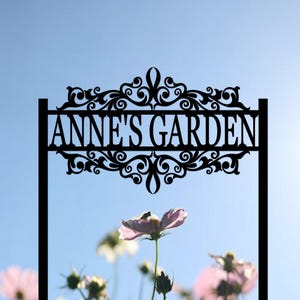 Custom Garden Sign with Stake, Personalized Garden Name Sign, Metal Yard Sign, Gardeners Gift, Garden Metal Art, Outdoor Metal Sign