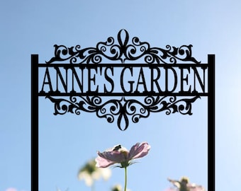Letrero de jardín personalizado con estaca, letrero de jardín personalizado con nombre, letrero de metal para patio, regalo para jardineros, arte de metal para jardín, letrero de metal para exteriores