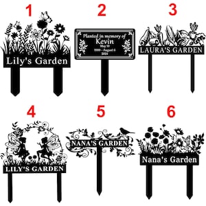 Letrero de jardín personalizado con estaca, diseño floral, nombre del jardinero, metal para mamá, decoración de porche imagen 7