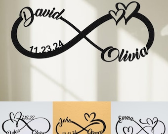Personalized Metal Infinity Sign, Custom Infinity Couples Name Sign, Wedding Date Sign, Engagement Sign, Anniversary Gift, Wedding Decor