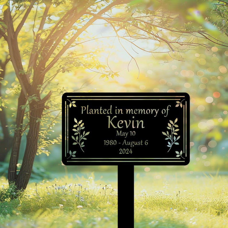 Custom Memorial Tree Sign With Stake, Metal Name Garden Marker, Tree ...