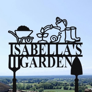 Personalized Garden Name Sign, Custom Metal Garden Decor, Metal Garden Stakes, Gardener Gift, Outdoor Yard Sign, Metal Yard Art, Lawn Signs