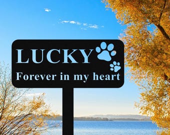 Personalized Metal Pet Memorial Stake,Custom Paw Prints Grave Marker,Cat Memorial Plaque,Metal Garden Sign,Pet Garden Stake,Pet Loss Gift