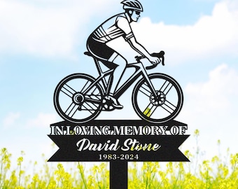 Estaca conmemorativa personalizada para ciclistas, lápida personalizada para ciclistas de carretera, estaca en recuerdo de ciclistas, estaca para cementerio de ciclistas