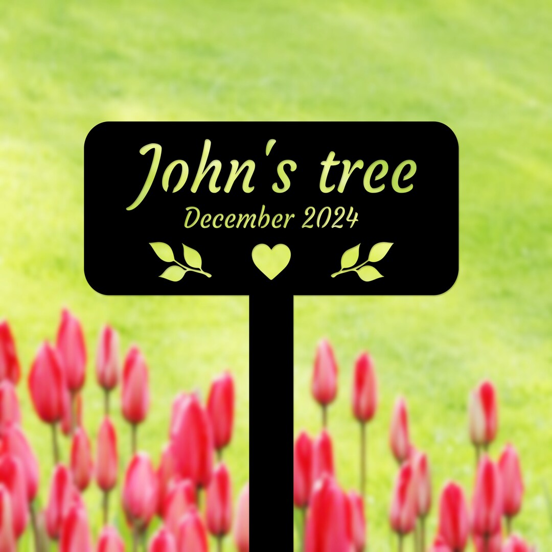 Tree Topper Sign Printed Personalized Tree Memorial Marker: Custom Tree Garden Sign With Stake ...