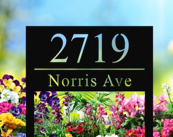 Custom Address Sign,Personalized Metal Address Sign,Modern House Address Number Sign,Address Sign with Stakes,Lawn Address Sign,Metal Sign