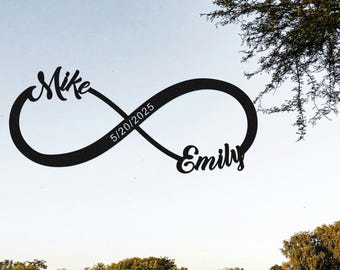 Personalized Metal Infinity Sign,Custom Wedding Date Sign,Couple Names Sign,Metal Engagement Sign,Wedding Gift for Couple,Metal Wall Sign