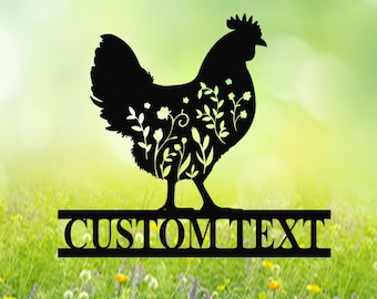 Letrero de gallinero personalizado, letrero de metal personalizado para gallinero, decoración de pared para gallinero, decoración de casa de campo, letrero de granero, decoración de gallinero