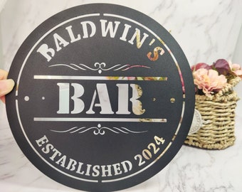 Personalized Metal Bar Sign, Bar Metal Wall Art, Bar Name Sign, Custom Patio Sign, Bar Wall Decor, Outdoor Kitchen Decor, Father’s Day Gift