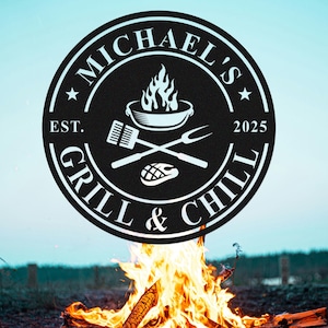 Personalized Metal Grilling Sign,Custom Barbecue Wall Sign,Metal BBQ Sign,Barbecue Wall Art Decor,Outdoor Bar & Grill Sign,Large BBQ Sign