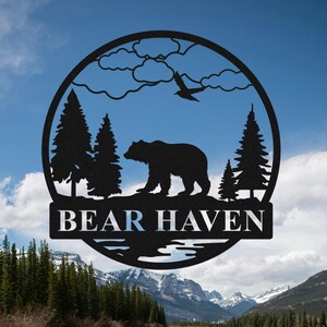 Personalized Metal Bear Sign, Custom Bear Cabin Sign, Bear Metal Wall Art, Metal Bear Cabin Decor, Metal Hunter Sign, Outdoor Bear Decor