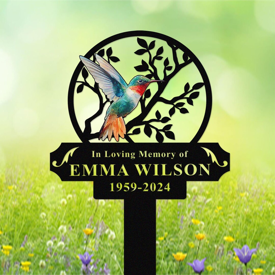 Custom Hummingbird Memorial Garden Stake,personalized Hummingbird ...