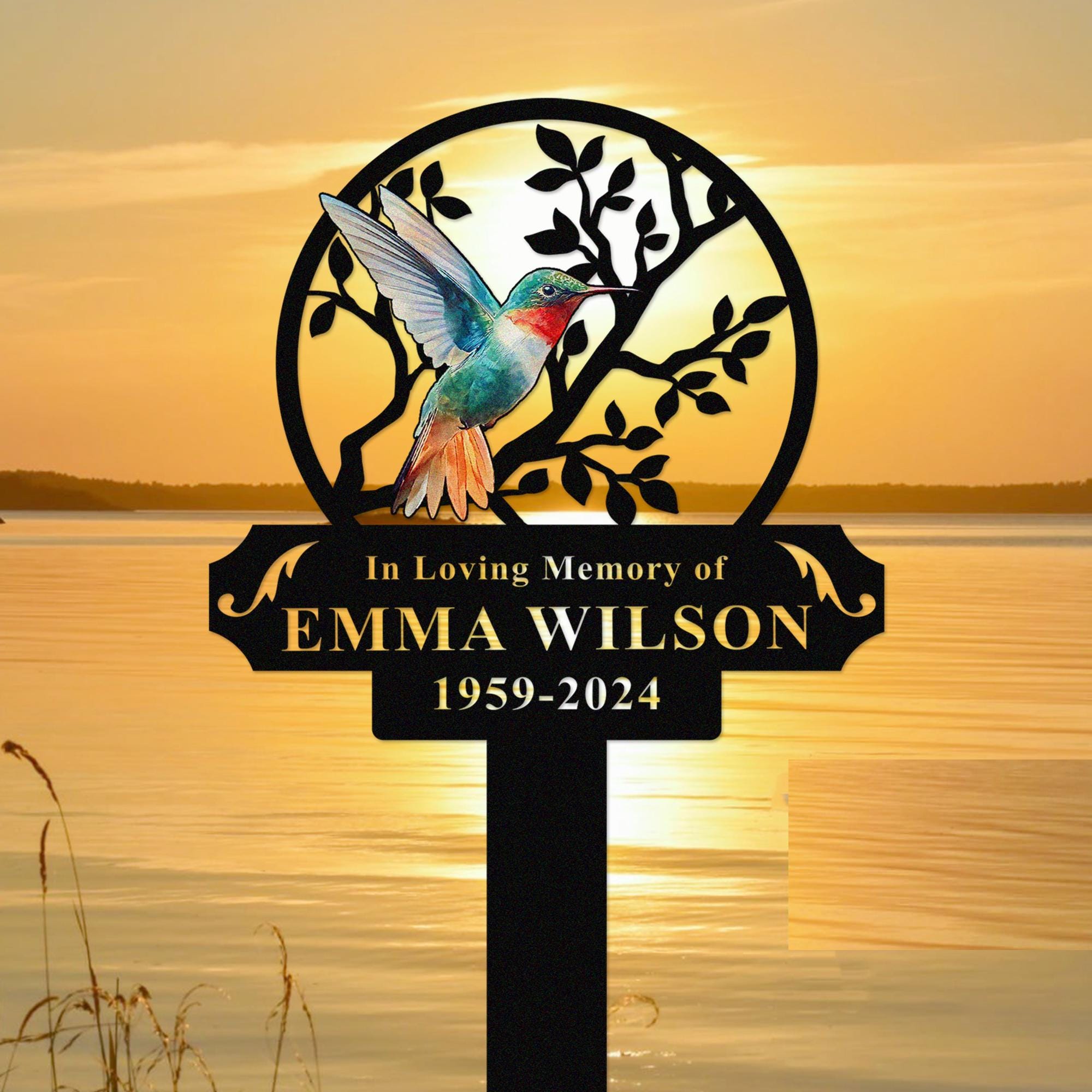 Custom Hummingbird Memorial Garden Stake,personalized Hummingbird ...