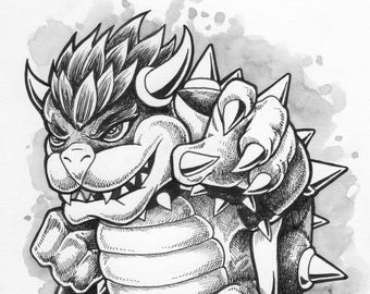 Bowser Super Mario Bros fine art wall print - by Bryan Collins