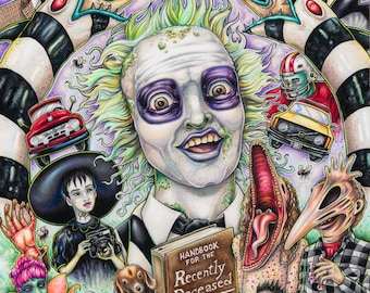 Beetlejuice Inspired Fine Fan Art Wall Print - by Bryan Collins