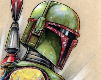 Boba Fett Mandalorian signed fine art wall print - by Bryan Collins