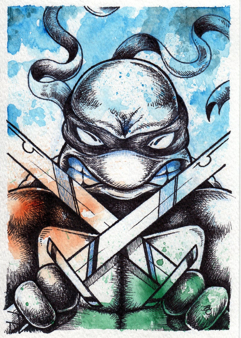 Set of 4 TMNT Teenage Mutant Ninja Turtle Fine Art Wall Prints Etsy