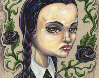 Wednesday Addams Wall Fine Art Pop Print - by Bryan Collins