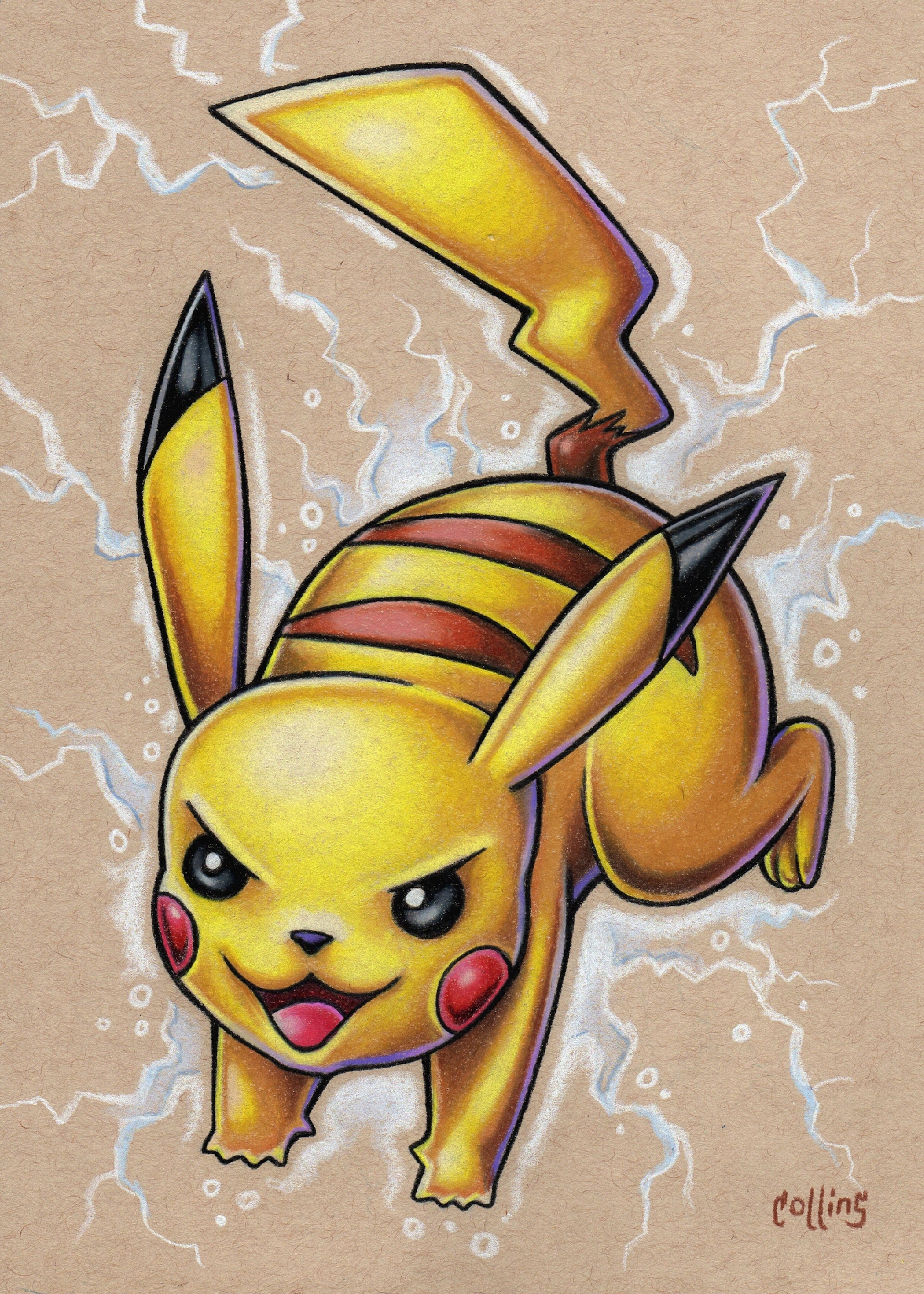 Pikachu Classic Starter Pokemon Signed Fine Wall Art 5x7 Small