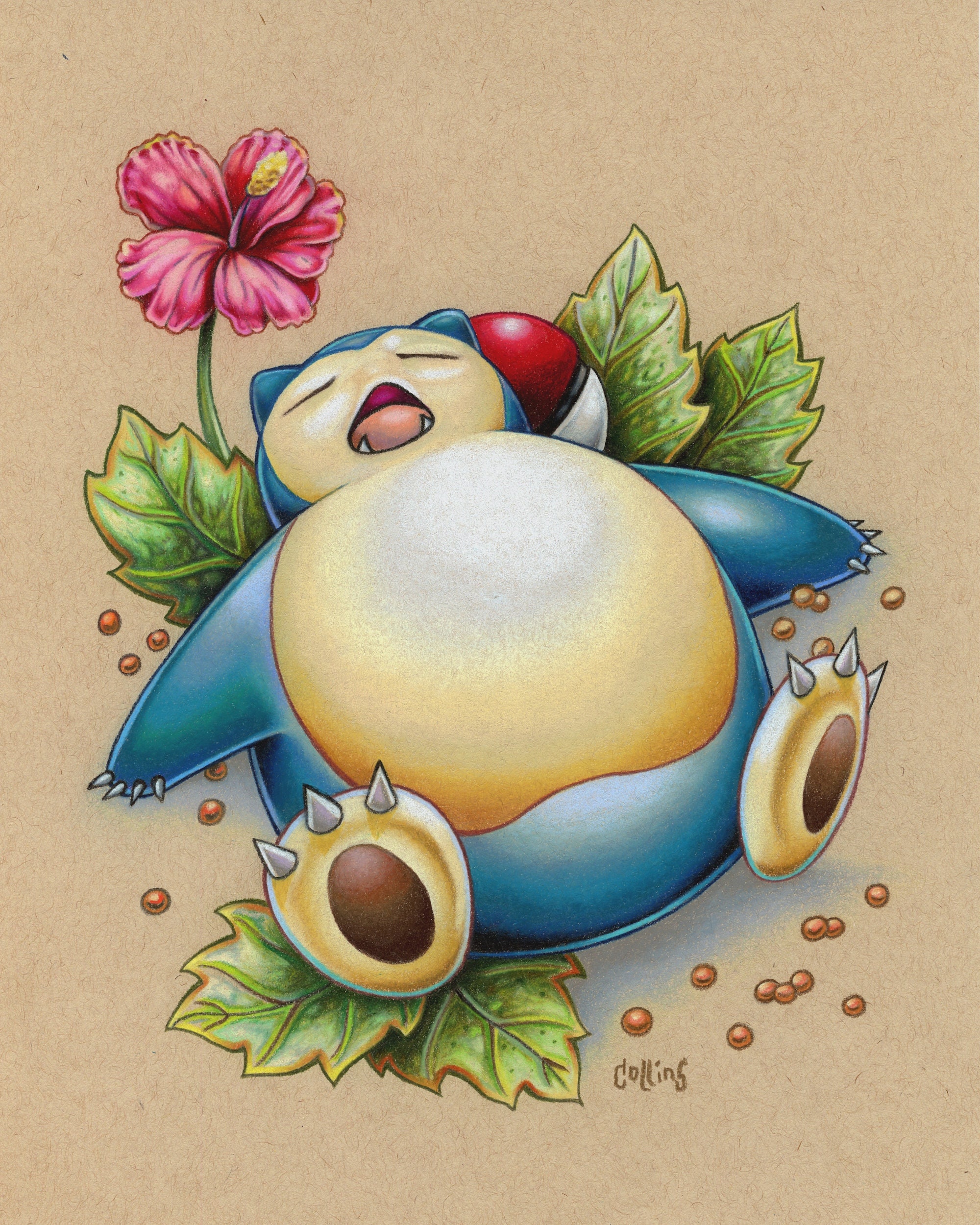 カビゴンアートプリント　ゴッホ展　ポケモン　カビゴン　アートプリント バラ】 海外ポケセン限定 ゴッホ×ポケモン カビゴン & ゴンべ & ミュウ