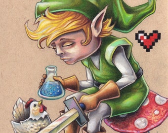 Legend of Zelda Link Nintendo Fan Art Wall Print - by Bryan Collins