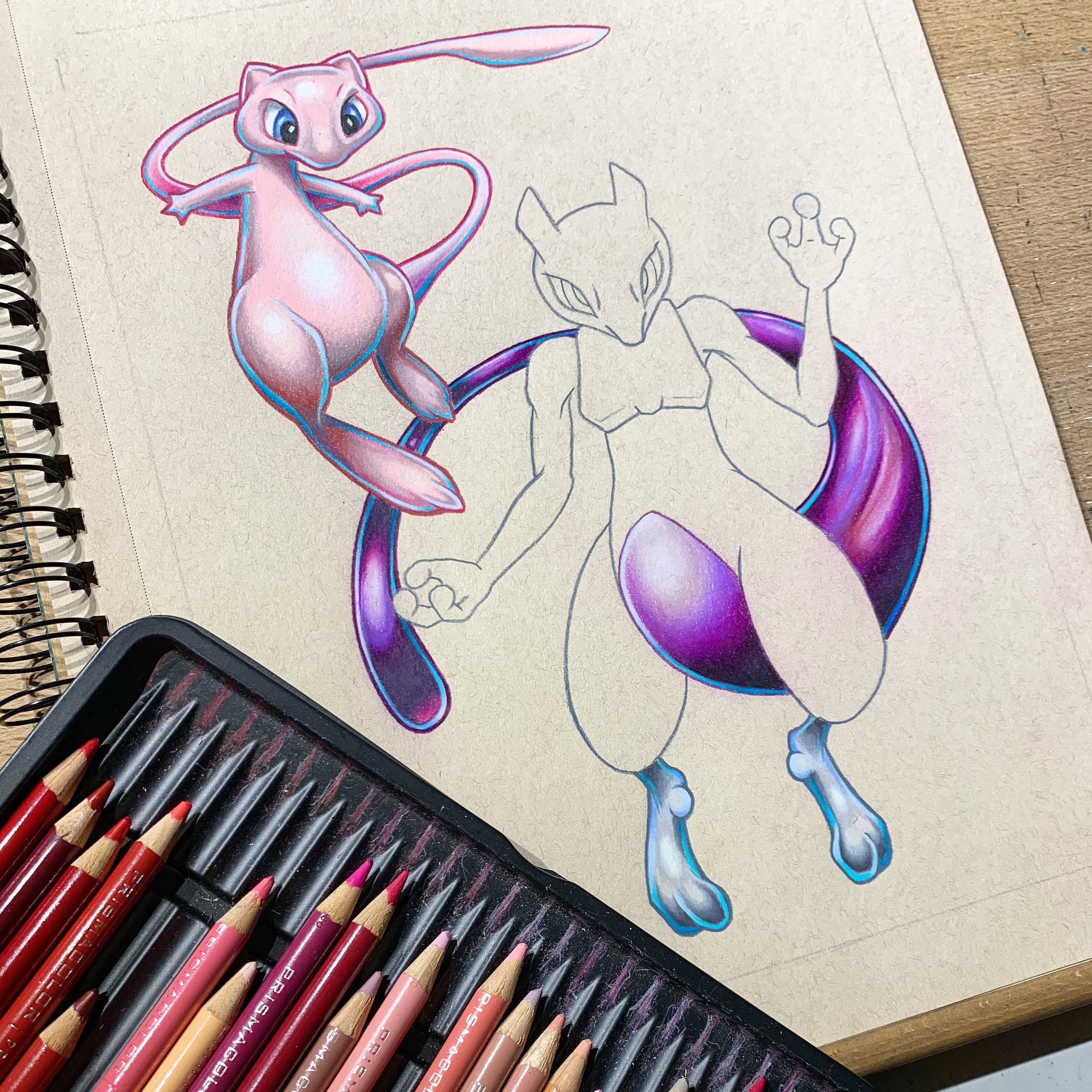 Mew & Mewtwo By Itsbirdy  Pokemon drawings, Pokemon sketch, Pokemon mewtwo