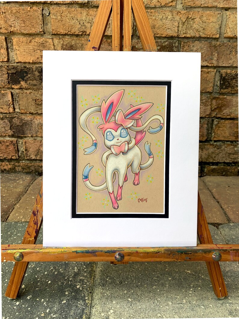 Sylveon Pokemon Eeveelution 5x7 small wall art signed print by Bryan Collins image 5