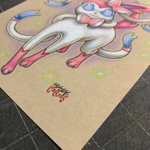 Sylveon Pokemon Eeveelution 5x7 small wall art signed print by Bryan Collins image 3