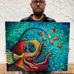 Anglerfish Funky Fish Fine Art Wall Print acrylic painting by Bryan Collins image 2