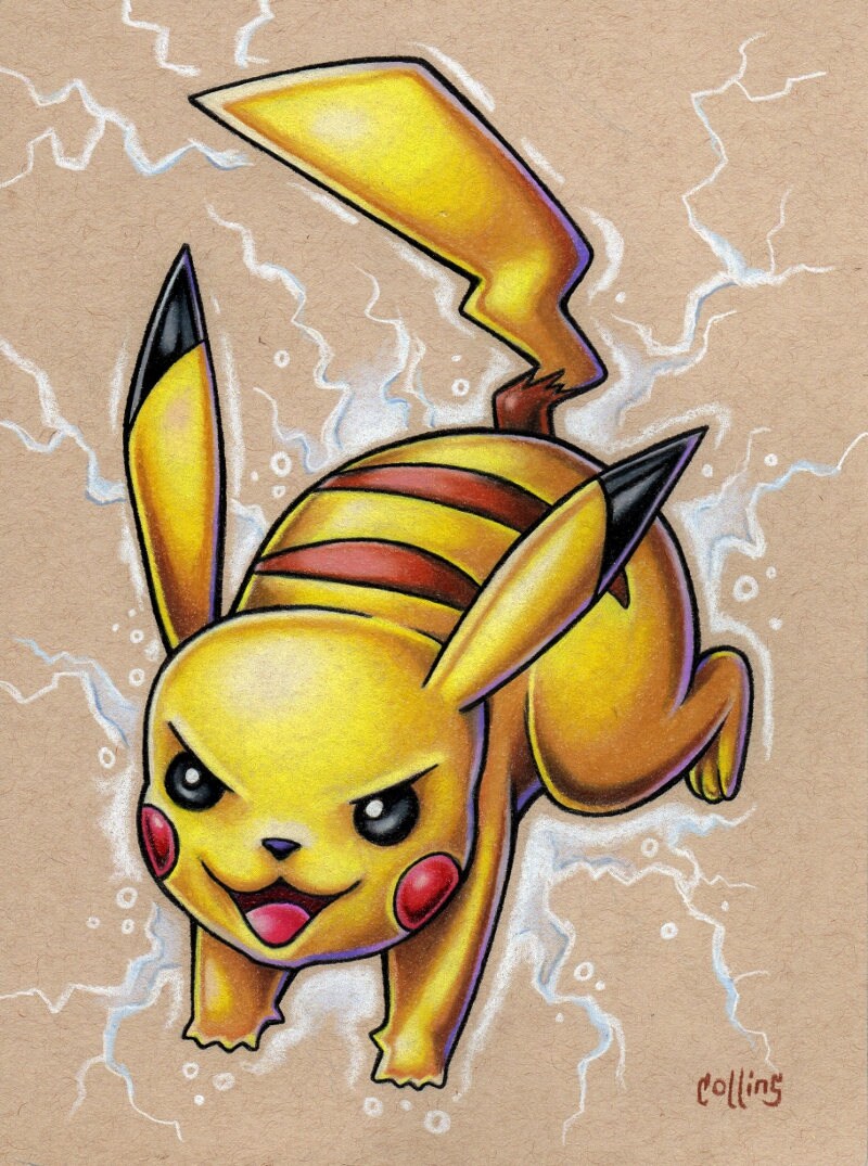 Pikachu Basic Pokemon fine art wall print by Bryan Collins | Etsy